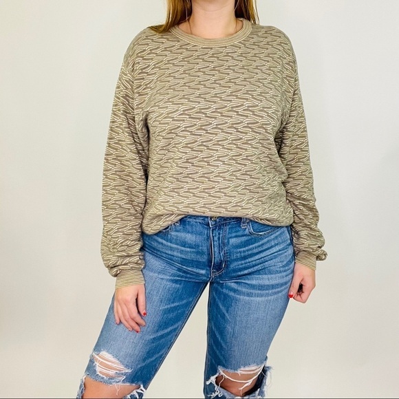Vintage 90s Textured Wave 3D Earth Color Sweater - Picture 2 of 12